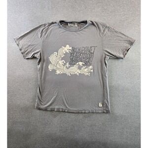 Down To Earth‎ T Shirt Mens M Gray Organic Cotton Slub Ocean Waves Lightweight